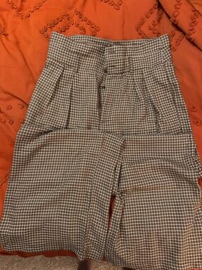 Cider High-Waisted Brown Checked Trousers